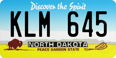 ND license plate KLM645