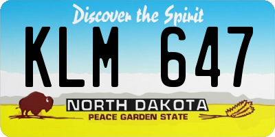 ND license plate KLM647