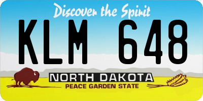 ND license plate KLM648
