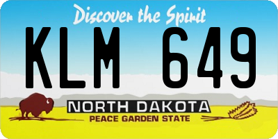 ND license plate KLM649