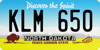 ND license plate KLM650