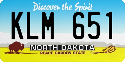 ND license plate KLM651