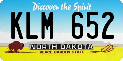 ND license plate KLM652