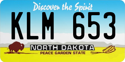 ND license plate KLM653