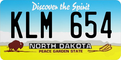 ND license plate KLM654