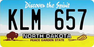 ND license plate KLM657