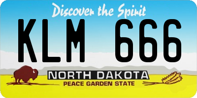 ND license plate KLM666