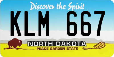 ND license plate KLM667