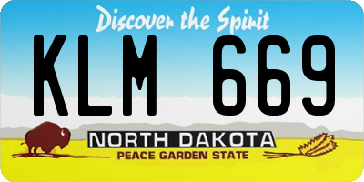 ND license plate KLM669