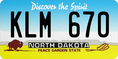 ND license plate KLM670