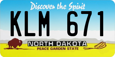 ND license plate KLM671