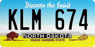 ND license plate KLM674