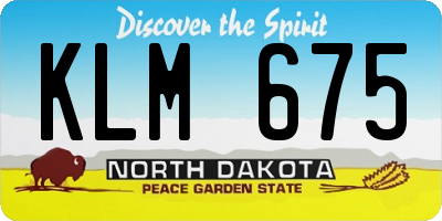 ND license plate KLM675