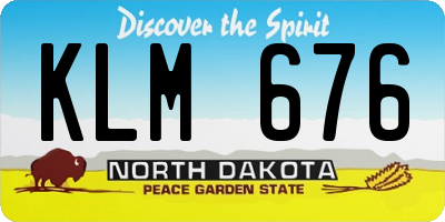 ND license plate KLM676