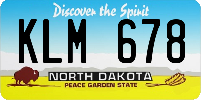 ND license plate KLM678