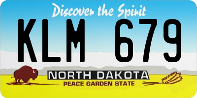 ND license plate KLM679