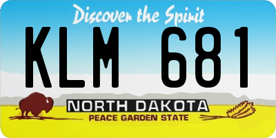 ND license plate KLM681