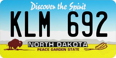 ND license plate KLM692