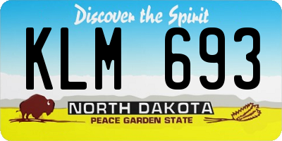 ND license plate KLM693