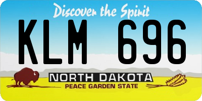 ND license plate KLM696