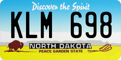 ND license plate KLM698