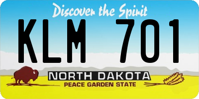 ND license plate KLM701