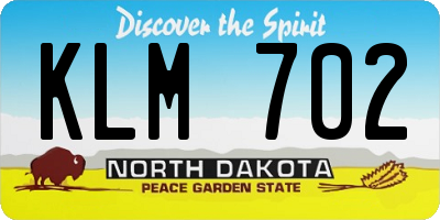 ND license plate KLM702