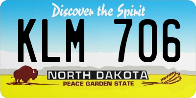 ND license plate KLM706