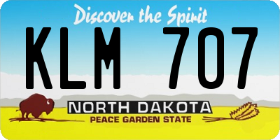 ND license plate KLM707