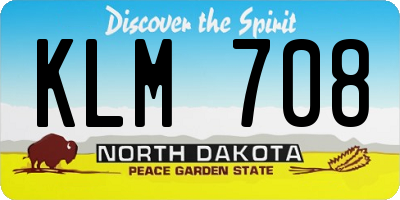 ND license plate KLM708