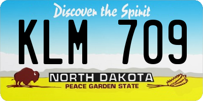 ND license plate KLM709