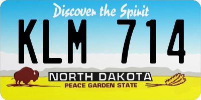 ND license plate KLM714