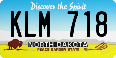 ND license plate KLM718