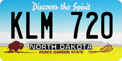ND license plate KLM720