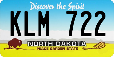 ND license plate KLM722