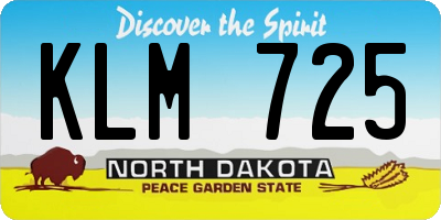 ND license plate KLM725