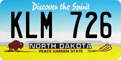 ND license plate KLM726