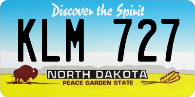 ND license plate KLM727
