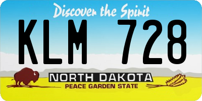 ND license plate KLM728