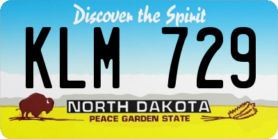 ND license plate KLM729