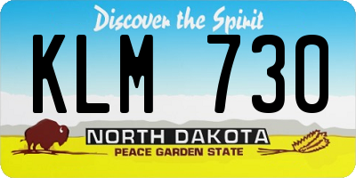 ND license plate KLM730