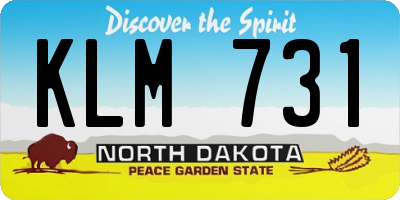 ND license plate KLM731