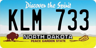 ND license plate KLM733