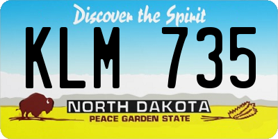 ND license plate KLM735