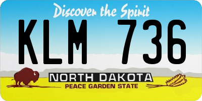 ND license plate KLM736
