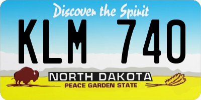 ND license plate KLM740