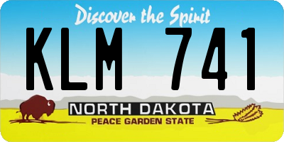 ND license plate KLM741