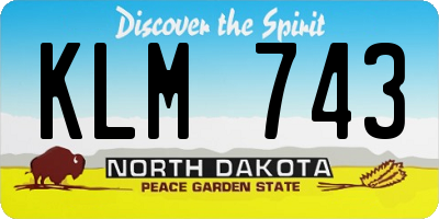 ND license plate KLM743