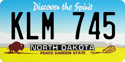 ND license plate KLM745
