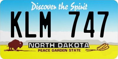 ND license plate KLM747